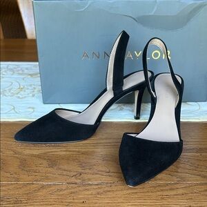 Ann Taylor Black Suede Slingback Heels